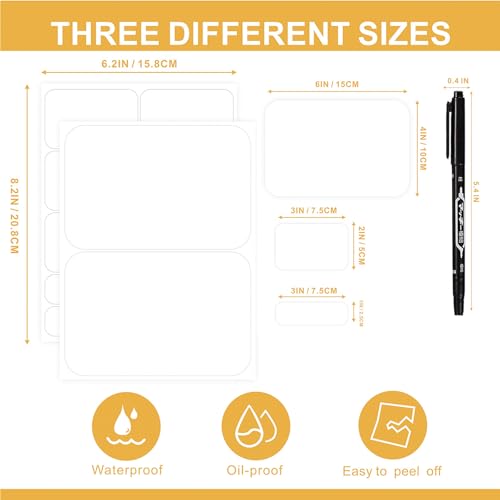 160 Pcs Storage Bin Labels with Marker, Removable No Residue Tear Resistant Matte White Blank Labels, Three Sizes for Home School Business Organization (3 Sizes) - size: 3 Sizes