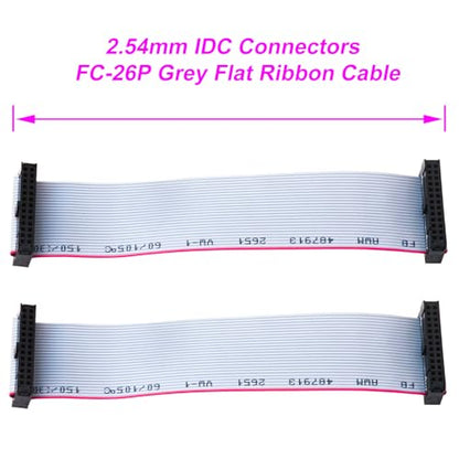 2.54mm Flat Ribbon IDC Cable Female to Female, Flat Ribbon Cable Connector 26P FC 26-Pin 30cm Length 2Pcs (TC-30cm-FF26P-2) - color: Female to Female, size: 26P