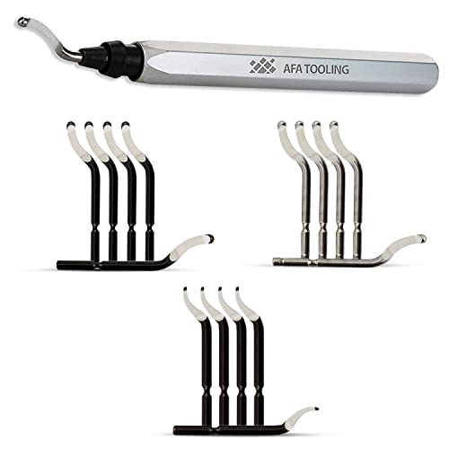 AFA Tooling Deburring Tool, 16 Blades, Silver CNC Anodized Aluminum Handle - style: 16 Mixed Blades Kit