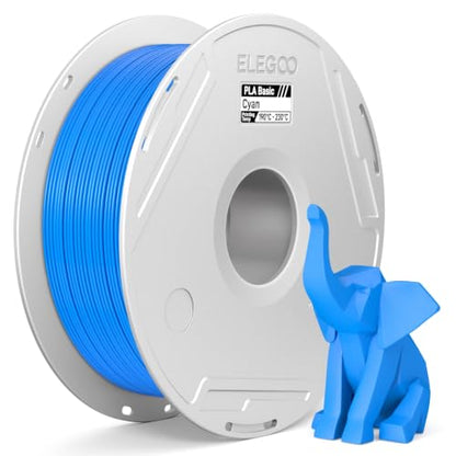 ELEGOO PLA Basic 3D Printer Filament with Reusable Spool Cyan 1KG 1.75mm - color: 1kg Pla Cyan With Reusable Spool