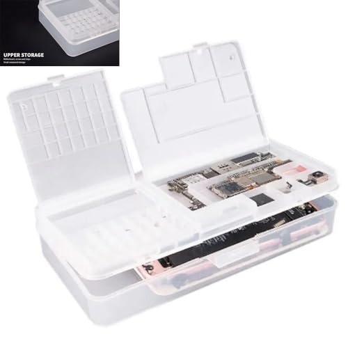 2 Pack Phone Repair Module Organizer Precision Component Storage Case Container Box Compartment Collector For iPhone Tiny Screws Screen Replacement Motherboard IC Chips Screwdriver Tool Parts