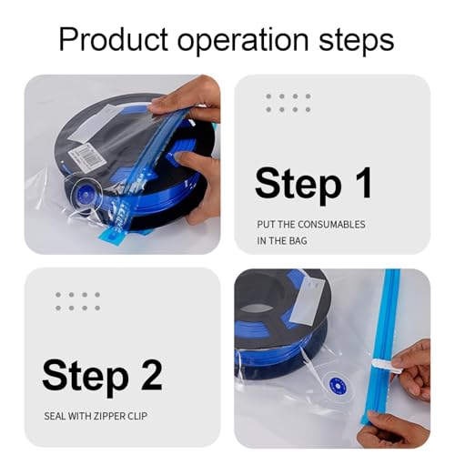 Filament Vacuum Bag - Filament Dryer | Spool Storage Sealing Bags Dust Proof Humidity Resistant for Keeping Dry with Sealing Clips Hand Pump - color: Vacuum Seal Bag Set 1