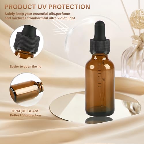 NOOEEISS 6 Pcs 1oz Amber Glass Eye Dropper Bottle, Tincture Bottles With Leak-Proof Design, Stronger Suction for All Kinds of Mixed Liquids - color: Amber, size: 1oz-6Pack