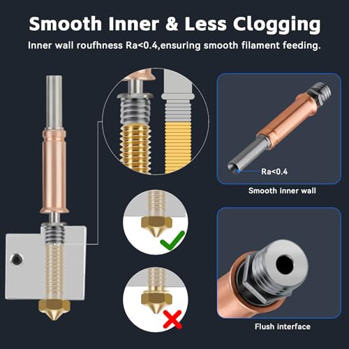Kobra 3/Kobra 3 V2 Hotend with 0.4mm Brass Nozzle,Heater Cartridge Thermistor and Silicone Sock,Support High Temperature Extruder Hot End Compatible with ANYCUBIC Kobra 3/Kobra 3 V2 Combo 3D Printers - color: Upgrade Kobra 3/Kobra 3 V2 Combo Hotend