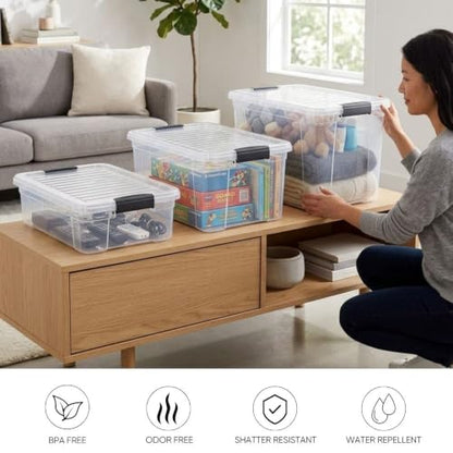 Superio 21 Quart Clear Plastic Storage Boxes with Lids, Stackable Organizer Containers, BPA-Free Storage Bins for Home, Office, School & Dorm, 1 Pack - size: 21 Quart