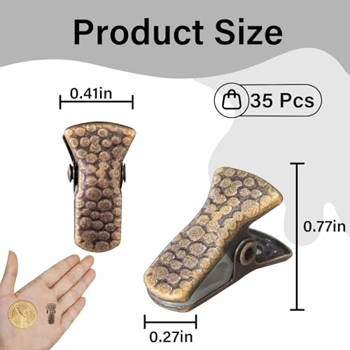 35 Pack Mini Metal Alligator Clips for Crafts Non-Slip Silicone-Coated Retro DIY Badge Small Spring Clips (Bronze) - color: Bronze