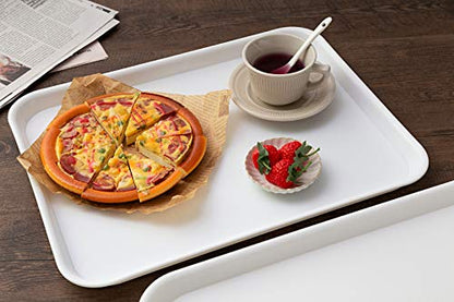 Eslite Rectangular Plastic Serving Trays,Fast Food Serving Cafeteria Trays,17"X13",Set of 6(White) - color: White