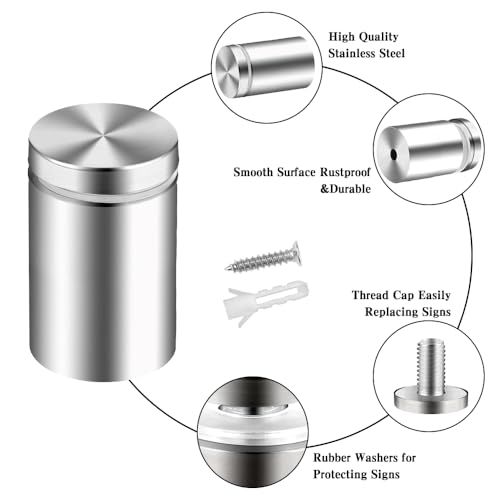 Standoff Screws for Acrylic Signs - Metal Mounts (1x1.57in) - size: 1x1.57 in (12 Pcs)