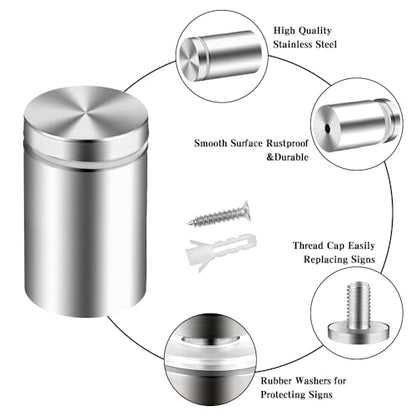 Standoff Screws for Acrylic Signs - Metal Mounts (1x1.57in) - size: 1x1.57 in (12 Pcs)