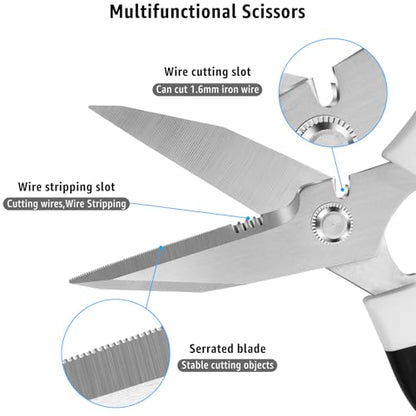 BoFuYuan Utility Scissors All Purpose heavy duty 8-Inch White - color: White