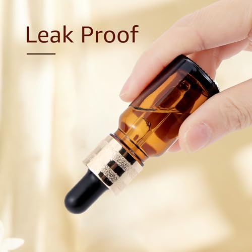 30 Pack 10ml Amber Glass Sample Dropper Bottles with Golden Caps - color: Amber, size: 10mL-30pcs