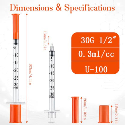 100 Count 0.3ml Measuring Supply, 30𝐆 x 1/2" (13mm)
