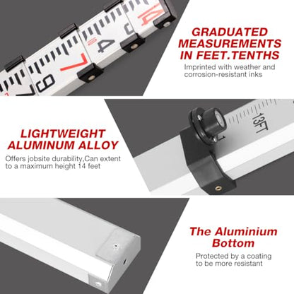 Aluminum Grade Rod, 14 ft, 3 Sections, 10ths Scale - size: 14FOOT 10TH