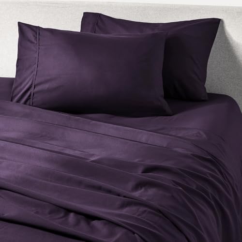 PeachSkinSheets Cooling Bed Sheets (California King Size, Eggplant) - color: Eggplant, size: California King