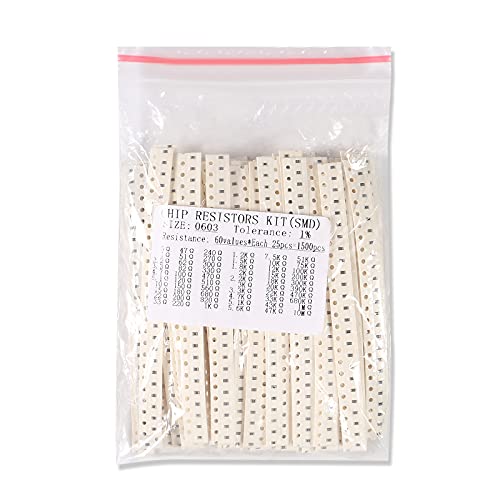 4500pcs 0603 0805 1206 SMD Resistor Kit 1% 0 ohm-10M ohm Chip Fixed Resistor Assortment Kit - style: 4500pcs Kits