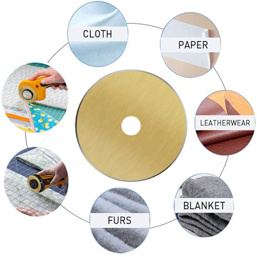 HEADLEY TOOLS Titanium Coated 60mm Rotary Cutter Blades 10 Pack Fits Olfa, Fiskars, Replacement Rotary Blade for Arts Crafts Sewing
