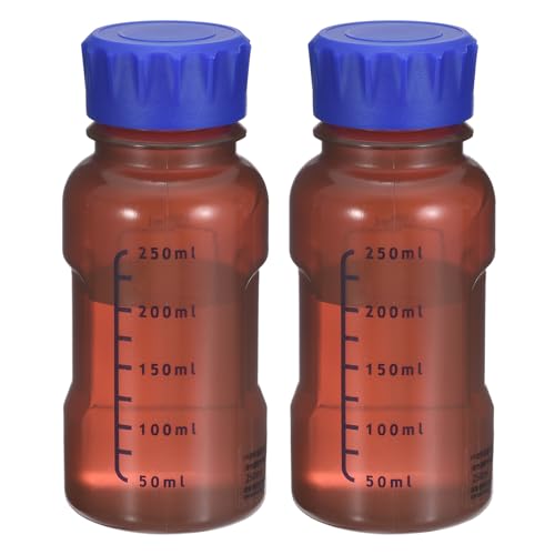 PATIKIL 250ml Reagent Bottle 2Pcs Graduated Storage Bottles PP Blue Brown - color: Brown, size: 250ml
