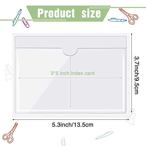 Chinco 50 Pack 3" x 5" Clear Adhesive Pockets, Index Card Pockets With Top Open Loading, Plastic Labels Holders for Organizing Storage Bins, Library Card, Drawer, and Protecting Your Cards - size: 3.7 x 5.3 inches