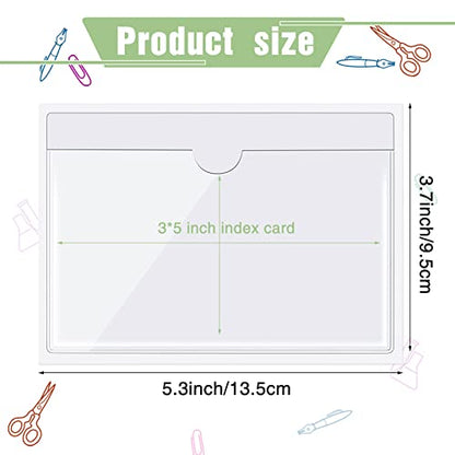 Chinco 50 Pack 3" x 5" Clear Adhesive Pockets, Index Card Pockets With Top Open Loading, Plastic Labels Holders for Organizing Storage Bins, Library Card, Drawer, and Protecting Your Cards - size: 3.7 x 5.3 inches