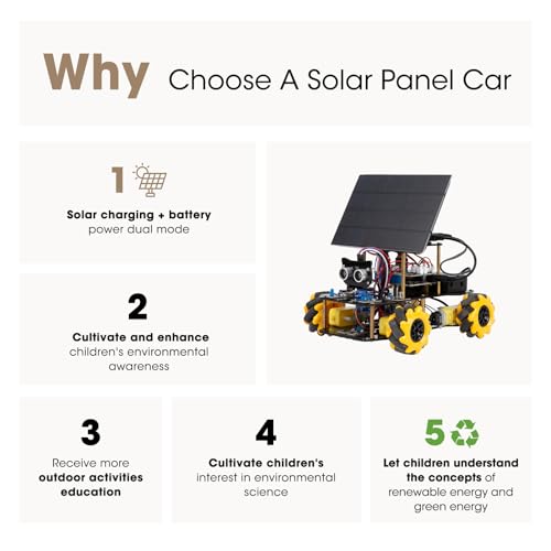Robotics Kit for Kids Ages 8–12,ACEBOTT STEM Robot Car with Solar Powered,Compatible with Arduino & Scratch,STEM Toys for Boys Ages 8–12,App & Remote Control,Programmable ESP32, for Boys and Girls