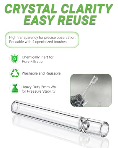 20 Pcs Borosilicate Glass Tubes 4 Inch (10 cm), Thick Glass Blowing Tubes, 2mm Wall Heat Resistant for Lab Experiments DIY Projects Industrial Use, Acid Alkali Resistant, Transparent - size: 20 Pack Transparent Tubes W 4 Brushes