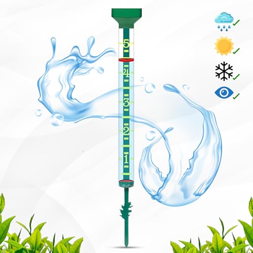 EZRead 21” Giant Professional Outdoor rain Gauge, USA Made Heavy Duty All Weather Freeze Proof Stake or mountable with Float, Green (820-1002) - color: Green, size: 21-Inch