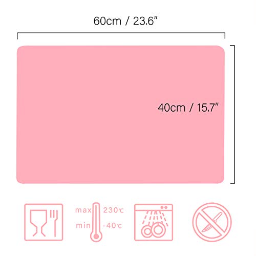 Gartful Makeup Mat for Vanity, 23.6"x15.7" Pink Silicone Mat, X-Large Silicone Sheet for Crafts, Art, Resin Epoxy, Jewelry Casting Molds, Reusable Nonstick Countertop Protector, Multipurpose Table Mat - color: Pink, size: 15.7" x 23.6"