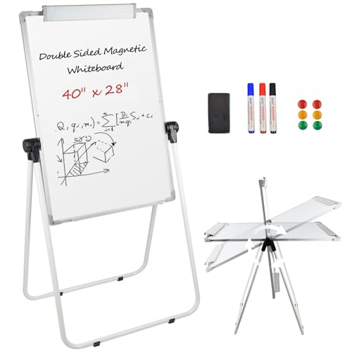 Stand White Board - 40 x 28 Inch Double Sided Magnetic Dry Erase Board with Stand Height Adjustable, Sturdy Aluminum Frame for Home Office Classroom Use - style: 40x28-White
