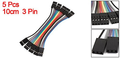 uxcell 10cm 2.54mm 3 Pin Female to Female F/F Jumper Cable Connector 5 Pcs