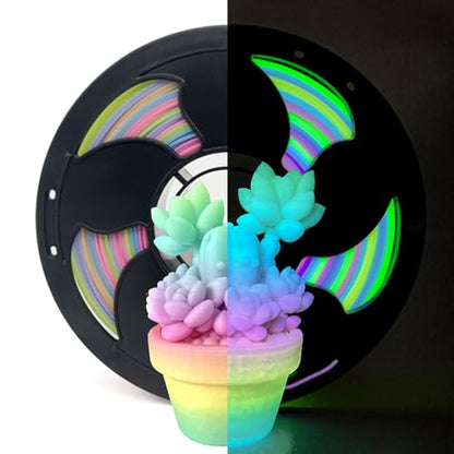 Candy Glow in Dark Rainbow PLA 1.75mm 1kg Luminous 3D Printer Filament FDM - color: A_pla-13 Glow Candy