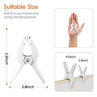 Spring Clamps Heavy Duty, 3.5in Backdrop Clips, 10 Pack- White - color: White, size: 3.5in