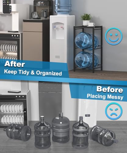 mocomax 5 Gallon Water Jug Rack, 3 Tier Detachable Water Bottle Holder With Storage Shelf, Heavy Duty Water Jug Dispenser Stand Organizer for Kitchen, Office, Home, Black - style: 3-Tier with shelf