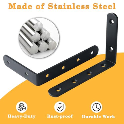 Alise 4mm Thick L Bracket for Shelves,6x4 Inch Shelf Brackets Black,4 Pcs - color: Black, size: 6x4 Inch (4mm-Thick)