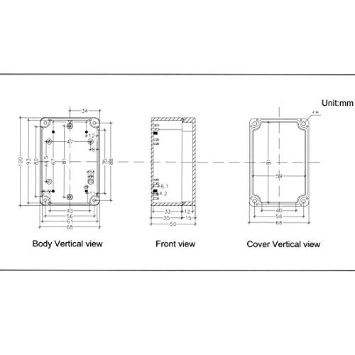 Junction Box, Zulkit Project Box IP65 Waterproof Outdoor Box ABS Plastic Electrical Boxes Electronic Enclosure Black 3.94 x 2.68 x 1.97 inch (100X68X50mm) (Pack of 2) - size: 3.94" x 2.68" x 1.97"(Pack of 2)