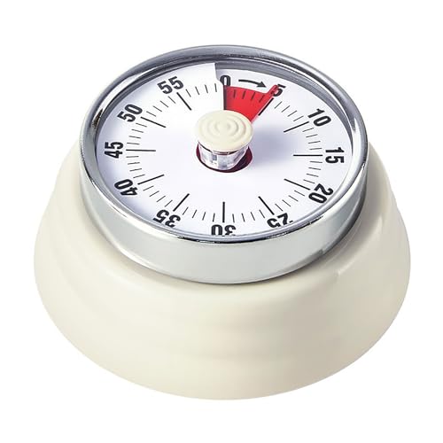 Elegant Stainless Steel Vintage Kitchen Timer with Magnetic Attachment - 60-Minute Countdown & Audible Alarm, Perfect for Cooking, Office Tasks, and Study Sessions (01-Beige) - color: 01-beige