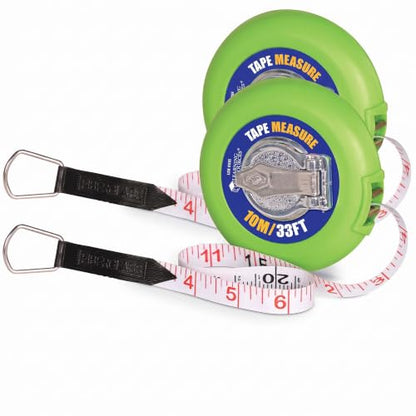 Learning Resources Wind-Up Tape 10 Meters/33 Feet, Early Math Skills, Easy Wind-Up Tape Measure, Construction Play, Ages 5+ (Pack of 2) - size: 10 m (Pack of 2)