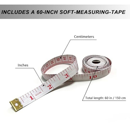 9 Pcs Tape Measure Body Measuring Tape with Soft Ruler for Sewing, Fabric, Cloth, Knitting, Tailor, DIY Home Craft, Mini Retractable Dual Scale 60 Inch - size: 9PCS