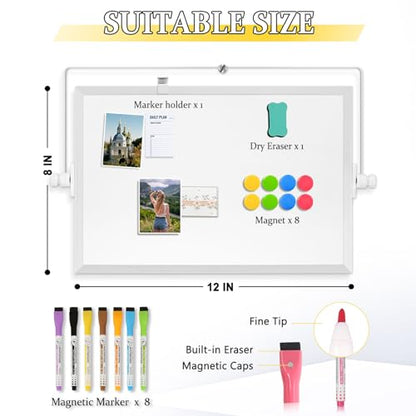 Double-Sided Magnetic White Board with Stand, 12" x 8" - color: White, size: 12"W x 8"H