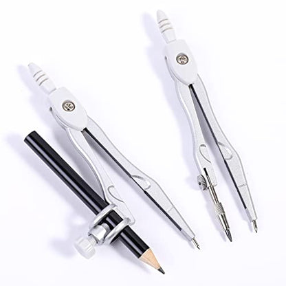 Unjoo Geometry Set 10 Pcs Student Supplies, Protractor and Compass (Grey） - color: Grey