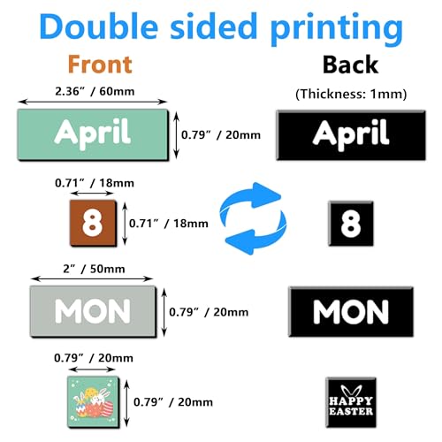 Lesnala Double-Sided Magnetic Calendar Numbers for Refrigerator - color: Multi Color