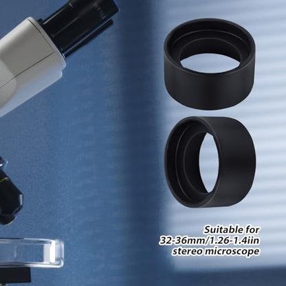 2pcs Industrial Eyepiece Eye Cups, Rubber Binocular Eye Cover Eye Guards Caps Protective Cover Eyepiece Cover Eye Cups Replacement for 32-36mm Flat Angle Stereo Microscopes (Black)