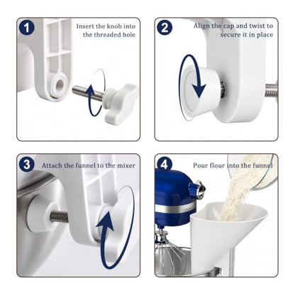 Flour Funnel for KitchenAid Stand Mixer Pouring Chute Attachment