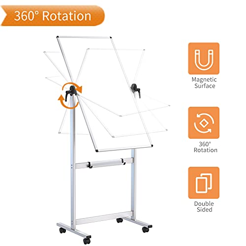 VIZ-PRO Double-Sided Magnetic Mobile Whiteboard, 48" x 24" - size: 24"W x 48"H