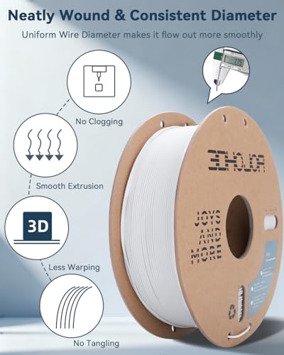 3DHoJor PLA Filament 1.75mm 3D Printer Filament,1kg Cardboard Spool (2.2lbs) Fit Most FDM 3D Printer,Dimensional Accuracy +/- 0.03 mm,Vacuum Packaging-Cold White - color: Cold White