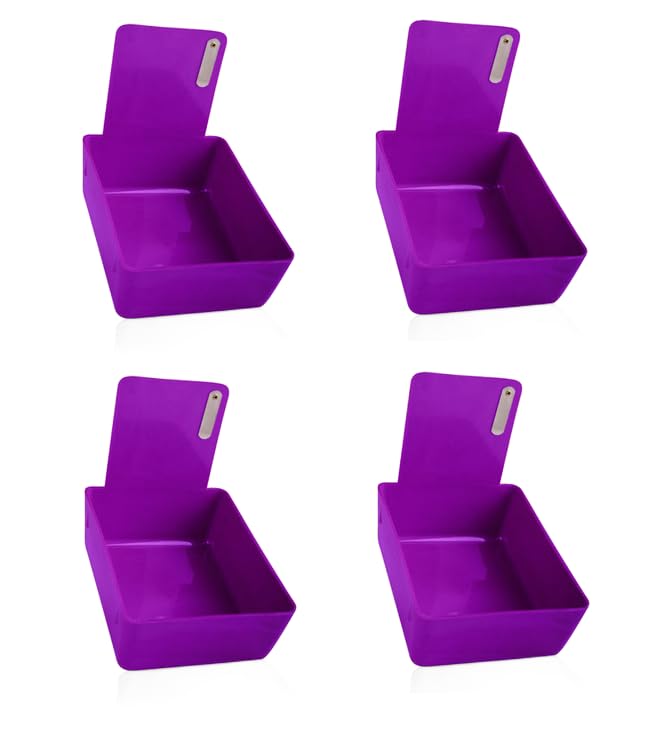 4/Pk Dental Lab Pan Medium Plastic Dental Medical Pro Lab Working Pan with Stainless Steel Clip (Purple) - color: Purple