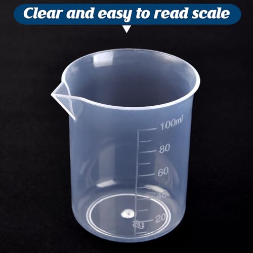 Plastic Measuring Cups, 100ml, Set of 15, for Liquid Measurement and Scientific Experiments (Pack of 3) - size: 100ML- 15pcs (Pack of 3), style: 100ML