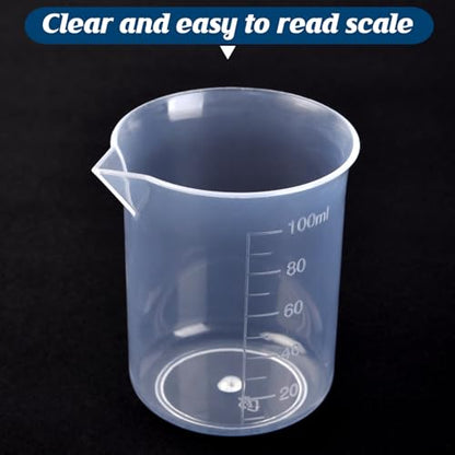 Plastic Measuring Cups, 100ml, Set of 15, for Liquid Measurement and Scientific Experiments (Pack of 3) - size: 100ML- 15pcs (Pack of 3), style: 100ML