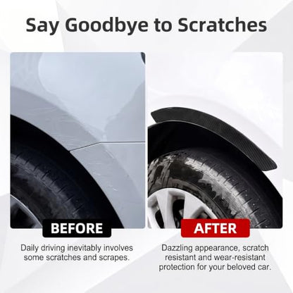 4 PCS Car Wheel Arch Guard, Carbon Fiber Texture Fender Protector Strips, Anti-Scuff PVC Mud Guard Trim, Universal Automobile Wheelwell Protection Decals for Cars SUVs Trucks (Black) - color: Black