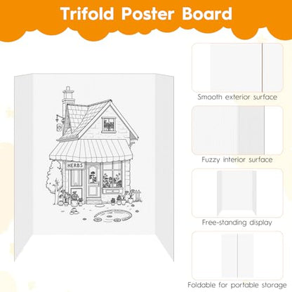 2 Pack Display Boards for Presentations, 25.8" X 16.9" Cardboard Poster Board with Smooth Finish & Fibrous texture Interior, Foldable for School Projects, Science Fairs, Event Displays, and Business