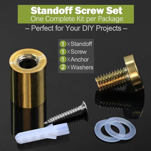 19 x 25mm (Dia. x L) Stainless Steel Standoff Screws - Gold - 4 Pieces - color: Gold, size: 19 x 25mm / 0.75" x 0.98"